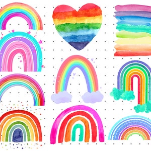 10 Rainbows Clipart Sublimation Design, Rainbows Pastel Digital Clipart, Illustration Sublimation designs rainbow shirt design Digital File image 1