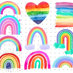 10 Rainbows Clipart Sublimation Design, Rainbows Pastel Digital Clipart, Illustration Sublimation designs rainbow shirt design Digital File
