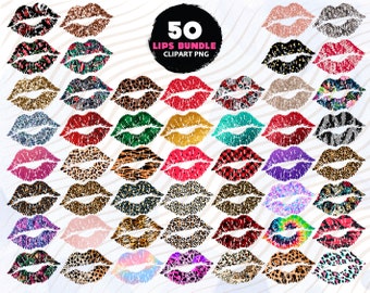 50 Lips Clipart Bundle, Lips Sublimation PNG, Lips PNG, Clipart Handmade PNG, Sublimation Designs Tshirt, Commercial Use, Digital Download