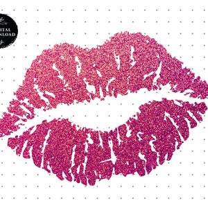 Könnte beinhalten: Pinkfarbener Glitzer-Lippenabdruck, ein digitaler Download für Bastel- und Designprojekte.