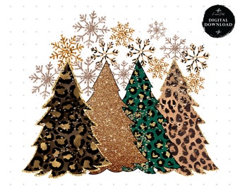 Leopard Christmas Tree PNG, Sublimation Design (Digital Download)