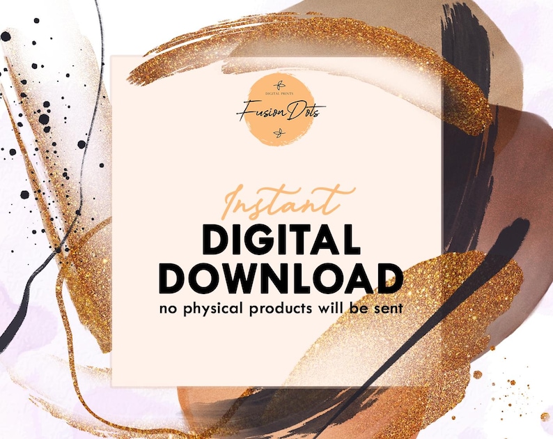 Puede incluir: Un gr&aacute;fico de descarga digital con un fondo de purpurina dorada y texto negro que dice "Descarga digital instant&aacute;nea no se enviar&aacute;n productos f&iacute;sicos".