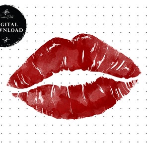 Red Lips Clip Art Png Sublimation Designer Graphic Digital Shirt Printable Print Download
