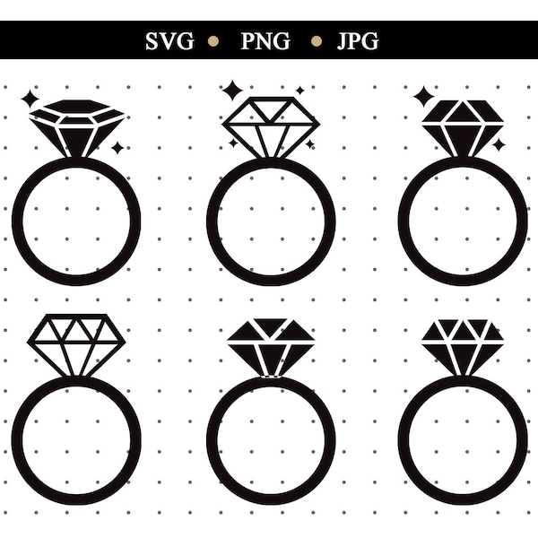 Diamond Ring SVG Design - Diamond Svg Files for Cricut - Diamond Ring Bundle Svg - Digital Download