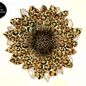 Sunflower Sublimation Design, Sunflower Leopard Clipart Sublimation PNG, Leopard Glitter PNG files for Shirts Sunflower PNG Digital Download