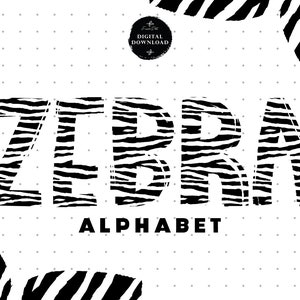 Zebra Sublimation Alphabet, Alphabet Clipart, Zebra PNG Alphabet, Clipart Zebra Pattern, Sublimation Design, Digital Letters