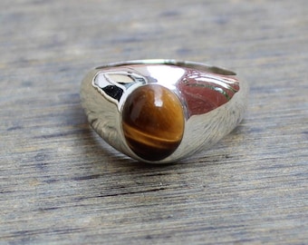 Tiger's Eye Gemstone Ring: Sterling Silver Spiritual Jewelry