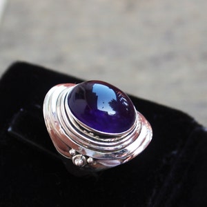 Amethyst ring, Sterling Silver handmade jewelry, gift for her, Statement Ring, February Birthstone,  Natural amethyst ethical gemstone