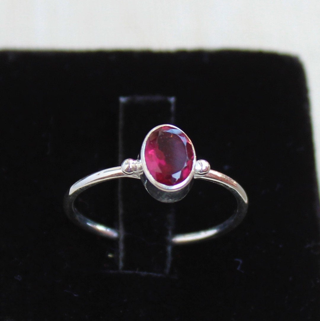Rhodolite Garnet Sterling Silver Ring, Raspberry Shade, 6x8 Oval - Etsy