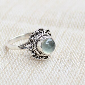 Prehnite sterling silver rings, stone of prophecy, gift for her, Natural Green Prehnite, anniversary gift, Chic Jewelry, midi rings
