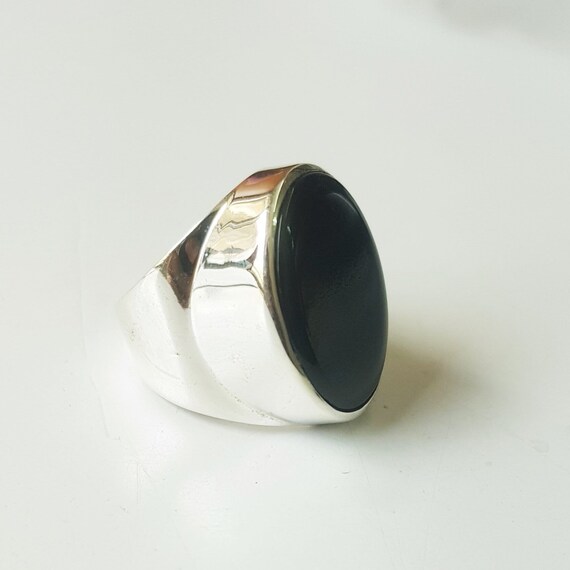 Black onyx ring, flat top black onyx, 925 pure sterling silver handmade jewelry, wedding jewelry, statement Rings, valentines gift for her
