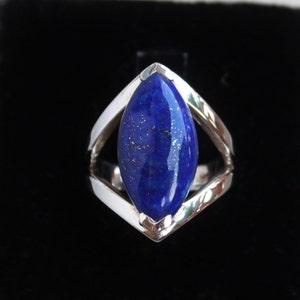 Lapislazuli Sterling Silber Ring - Lapislazuli Edelstein Ring - Natürlicher Lapis Lazuli Edelstein Ring
