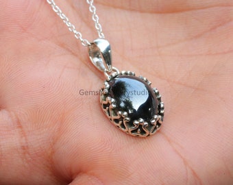 Hematite Pendant, Sterling Silver Handmade Jewelry, Natural iron ore, gift for her, anniversary Gift ideas, Christmas Jewelry, silver Charms