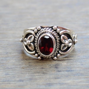Natural Garnet Ring, Red Almandine Garnet Jewelry, Sterling Silver Rings, Natural Red Garnet, Statement Rings, Christmas Jewelry, gift rings