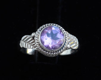 Ring lavendel-amethist: handgemaakte 925 sterlingzilveren sieraden
