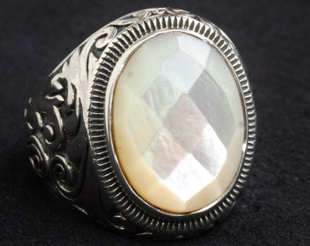 Perlmutt Siegelring: Sterling Silber Unisex Schmuck