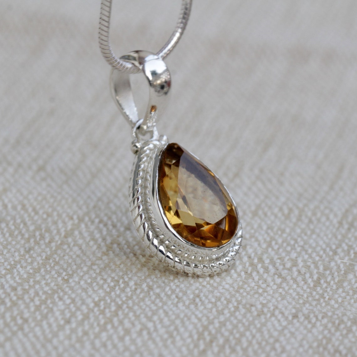 Citrine Necklace Sterling Silver Jewelry Natural Yellow - Etsy