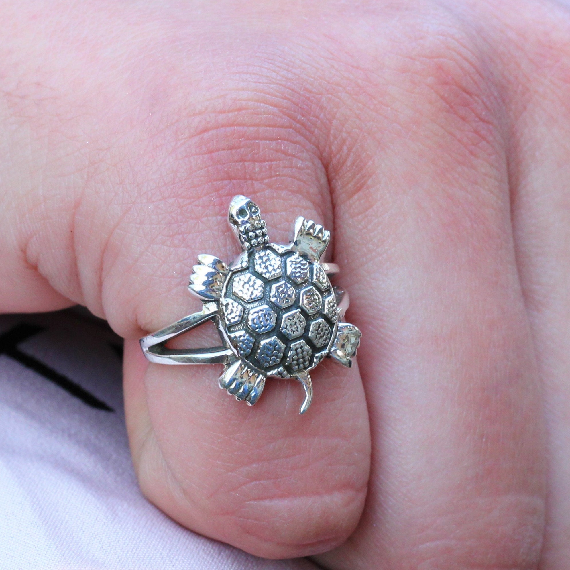 Sterling Silver Solitaire Sea Turtle Honu Ring Size 2 - Walmart.com