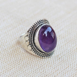 Amethyst Ring-sterling silver jewelry-pomise Ring