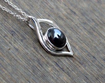 Handmade Sterling Silver Hematite Pendant: Natural Iron Ore Jewelry