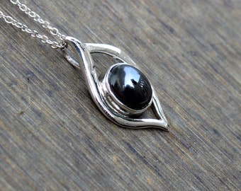 Hematite Pendant, Sterling Silver Handmade Jewelry, Natural iron ore, gift for her, anniversary Gift ideas, Christmas Jewelry, silver Charms