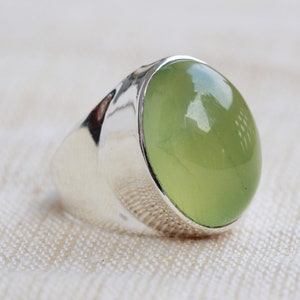 Prehnite Rings, Sterling Silver Jewelry, Silver Rings, Stone of prophecy, Anniversary Gift, Natural Green prehnite gemstone