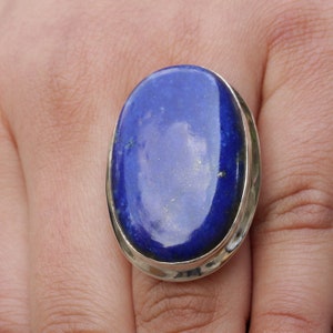 Lapis lazuli ring, huge natural blue  lapis lazuli 925 sterling silver gemstone jewelry, cocktail jewelry, statement Rings, Boho Jewelry
