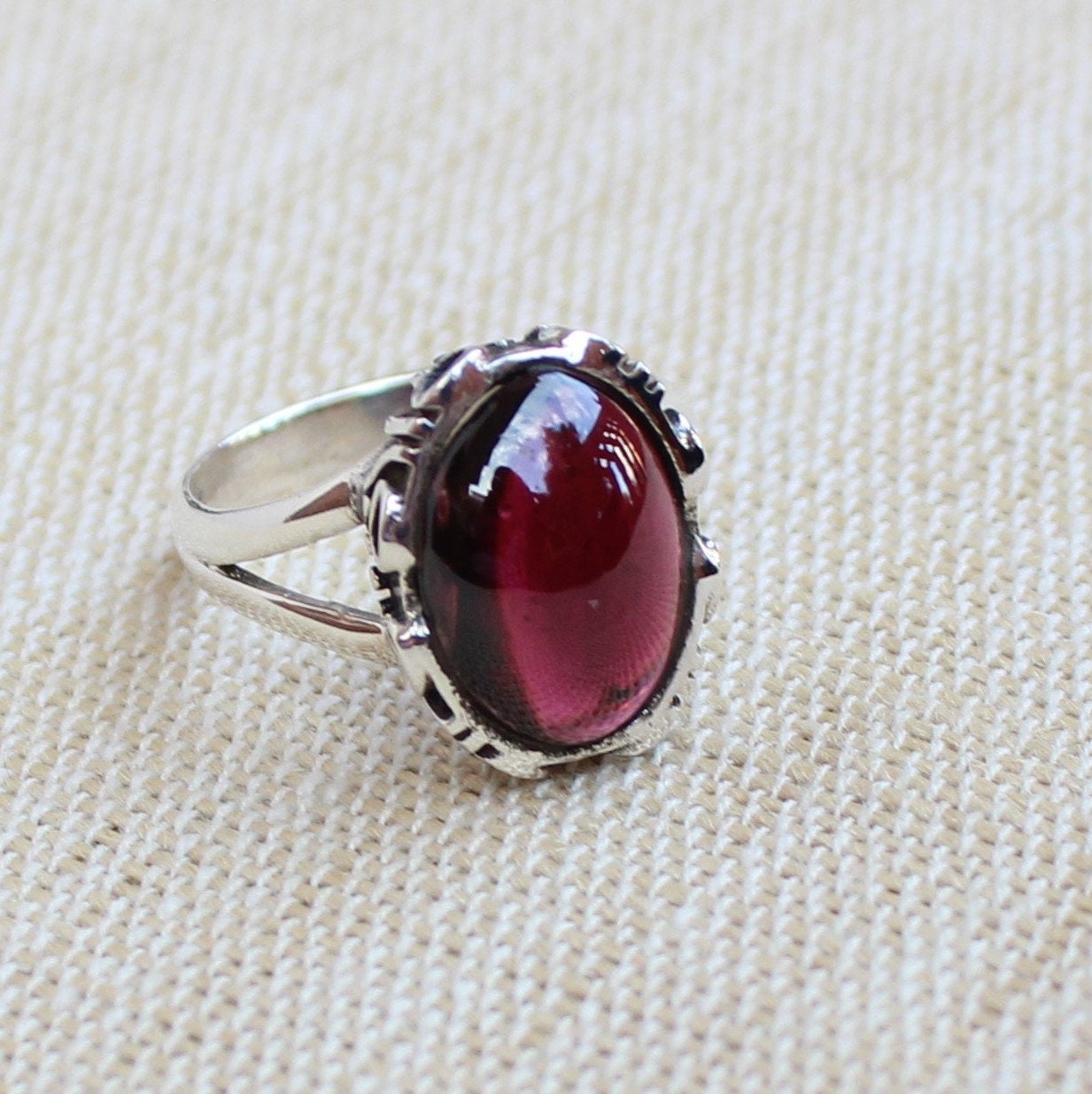 Garnet Ring, Sterling Silver Jewelry, Natural Red Almendine Garnet, Gemstone Jewelry, Statement Rings,Garnet Cabochons, Christmas gift Rings