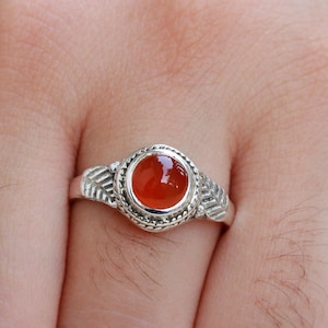 Carnelian ring, pure 925 Sterling Silver Handmade jewelry, gift for her, Natural gemstones, Anniversary Gifts, Birthstone gift rings