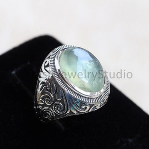 Prehnite pure Sterling Silver handmade Ring, Stone of prophecy, Gift for her, Natural gemstone, Anniversary gift, valentines gift ideas