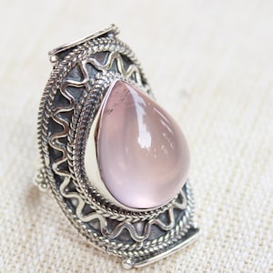Rose Quartz ring, sterling silver handmade jewelry, gift for her, Pink quartz natural gemstone, love stone, Anniversary gift, Statement Ring