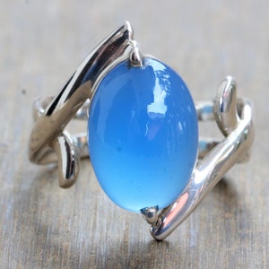 Blue Chalcedony Sterling Silver Ring Jewelry, Statement Rings, Dainty Jewelry, Christmas Jewelry, Gift For her, Designer Jewelry, Boho Rings