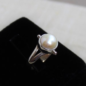 Handmade Sterling Silver Pearl Ring: Dainty Promise Ring
