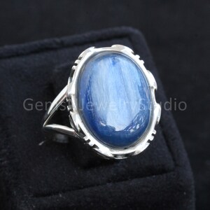 Kyanit Sterling Silber Ring, Geschenk für Sie, Boho Ringe, Statement Ringe, Blauer Kyanit Energie Edelstein Ringe, Designer Ring, Hochzeitsgeschenk