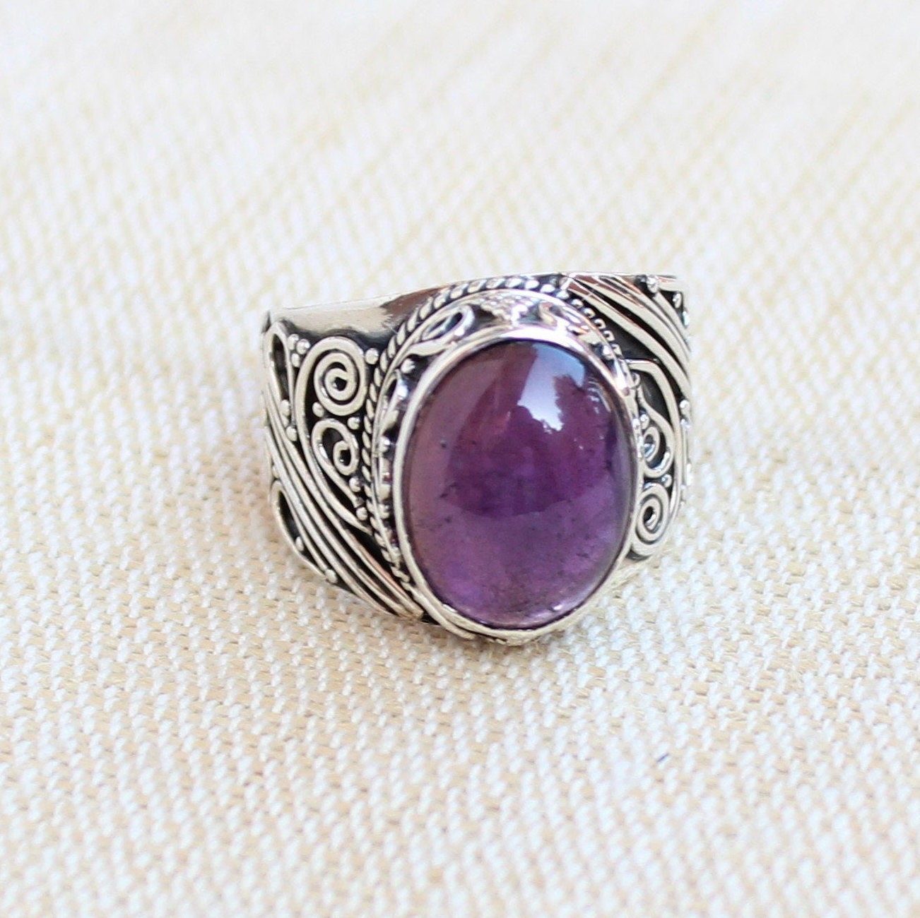 Amethyst rings Victorian style handcrafted jewelry boho | Etsy