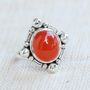 Carnelian 925 Sterling Silver Handmade Jewelry, Gift for her, Natural red carnelian, unisex jewelry, couple rings, customized jewelry