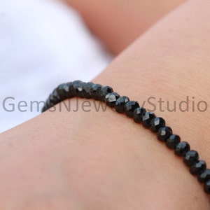 Black onyx beaded bracelet, 4 mm faceted bead bracelet, gift for her, evil eye protection, unisex jewelry, anniversary gift, couple jewelry