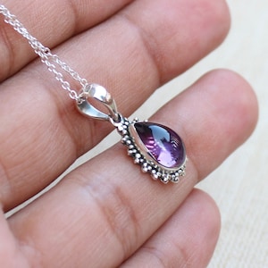 Amethyst Pendant, Sterling Silver Handmade Jewelry, Natural purple amethyst, gift for her, anniversary gift, gemstone Necklace, Thanksgiving
