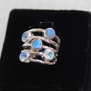 Labradorite Rainbow moonstone multi stone Ring, Sterling silver Jewelry, Boho Design, Gift for her, rainbow  Moonstone  and labradorite Ring