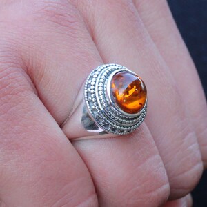 Amber Ring, sterling silver Jewelry, gift for her, Synthetic Amber, Anniversary gift, Statement Rings, Unisex Jewelry, Couple Rings