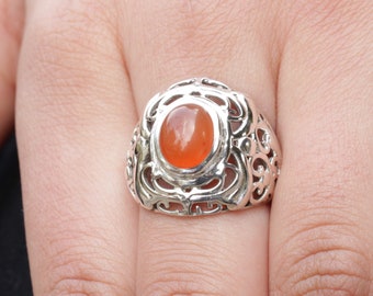 Carnelian ring, Sterling Silver Jewelry, Gift for her, Designer rings, Natural red carnelian gemstone, Statement Rings, Anniversary Jewelry