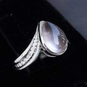 Rose Quartz rings, sterling silver jewelry, gift for her, natural Pink quartz, love stone, Anniversary gifts, Statement Rings, boho jewelry