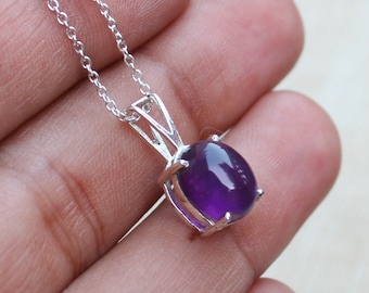 Amethyst Sterling Silver Pendant, Handmade Jewelry, Natural purple amethyst, Ready Jewelry, anniversary gifts, Gift Necklace, Thanksgiving