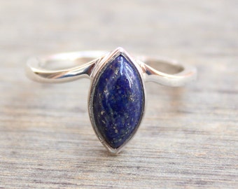 Lapis Lazuli Ring, sterling silver Ring, Jewelry gift, golden flakes natural lapis lazuli gemstone ring, wedding ring, newlywed jewelry gift