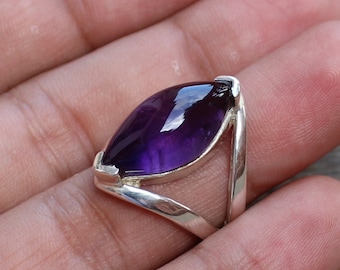 Amethyst rings, handcrafted jewelry, boho rings, 925 Sterling Silver jewelry, Purple Amethyst Natural Gemstone, gift for her, wedding rings