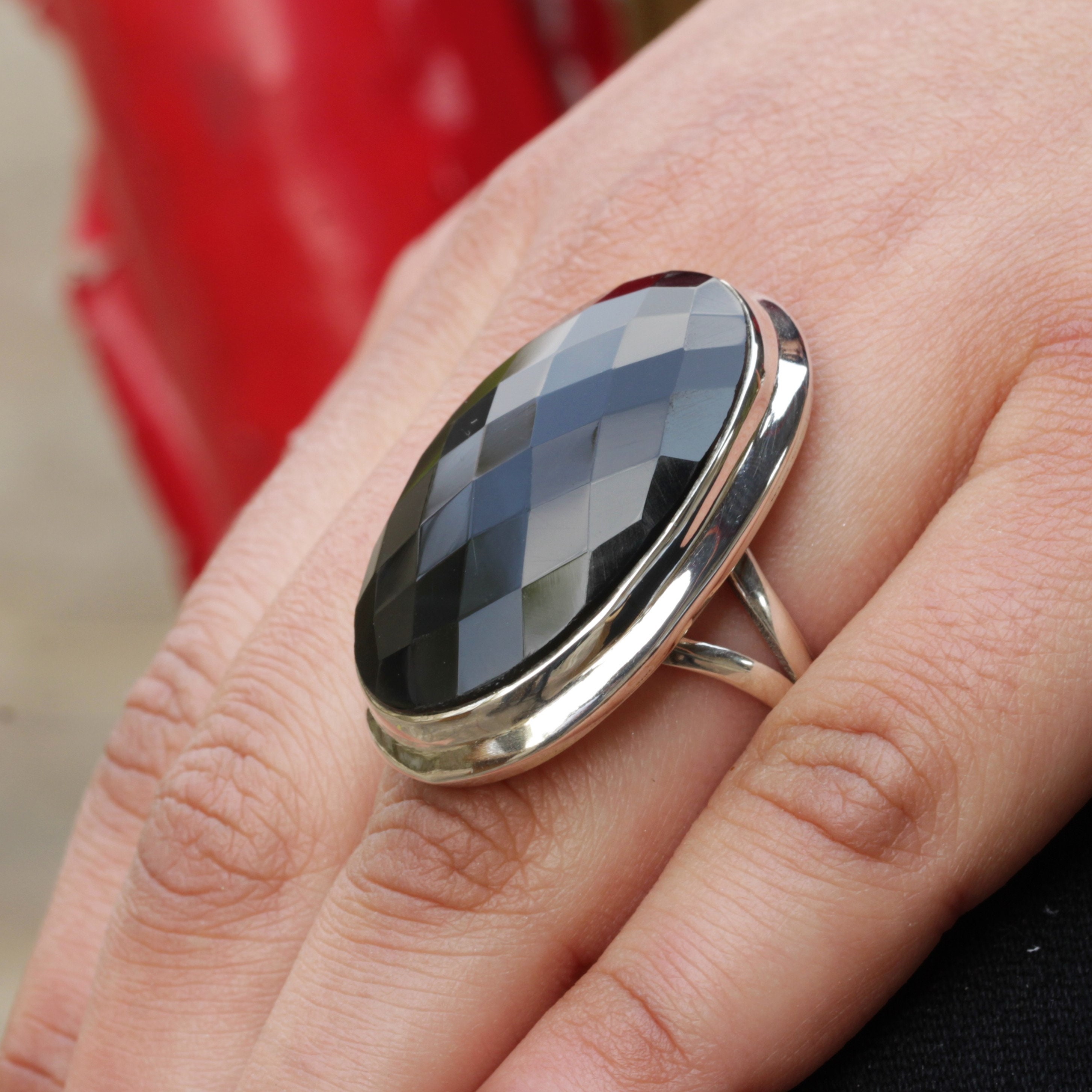 Black Onyx Ring Huge Natural Black Onyx Jewelry 925 Sterling Etsy