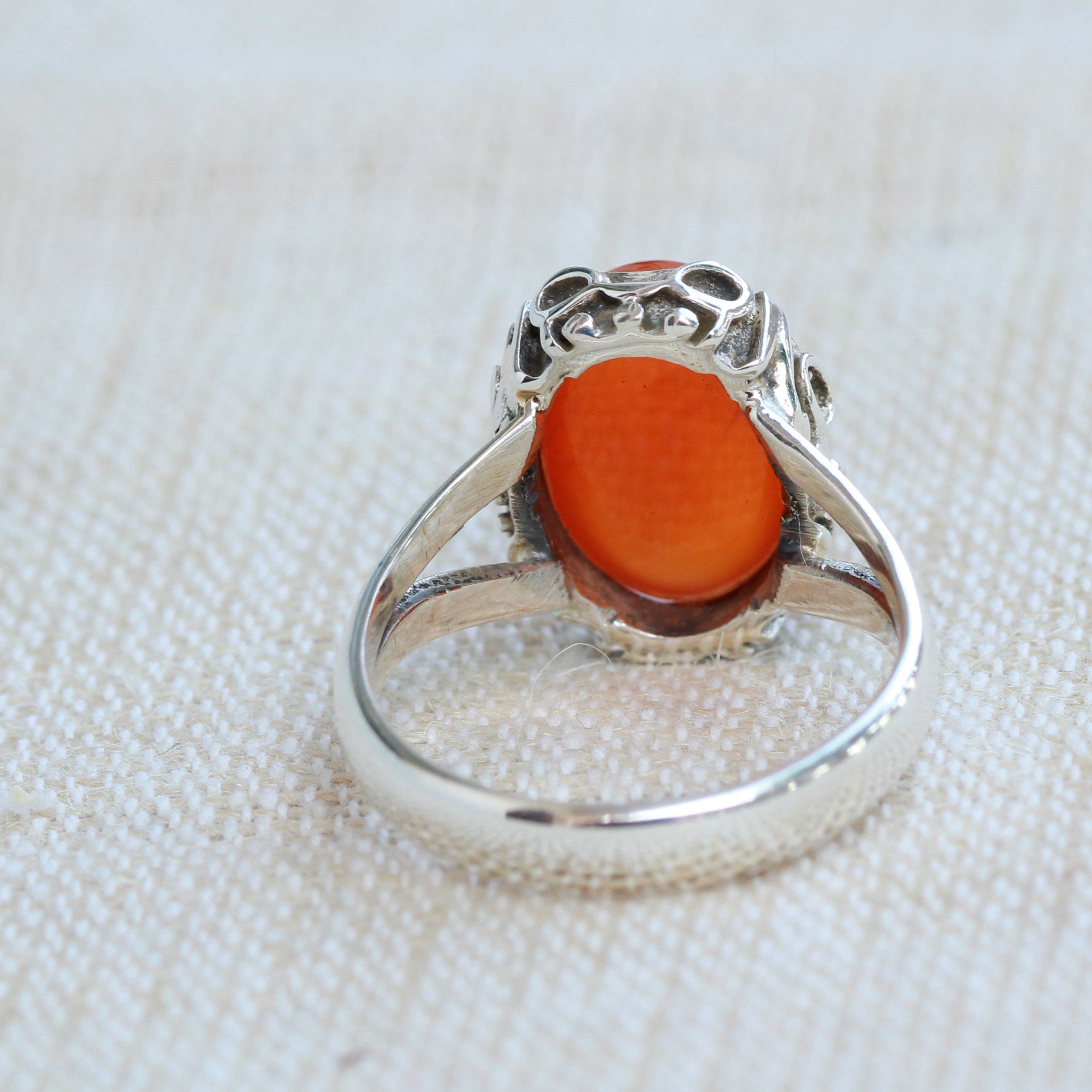 Carnelian Ring, 925 Sterling Silver Jewelry, Gift for Her, Natural