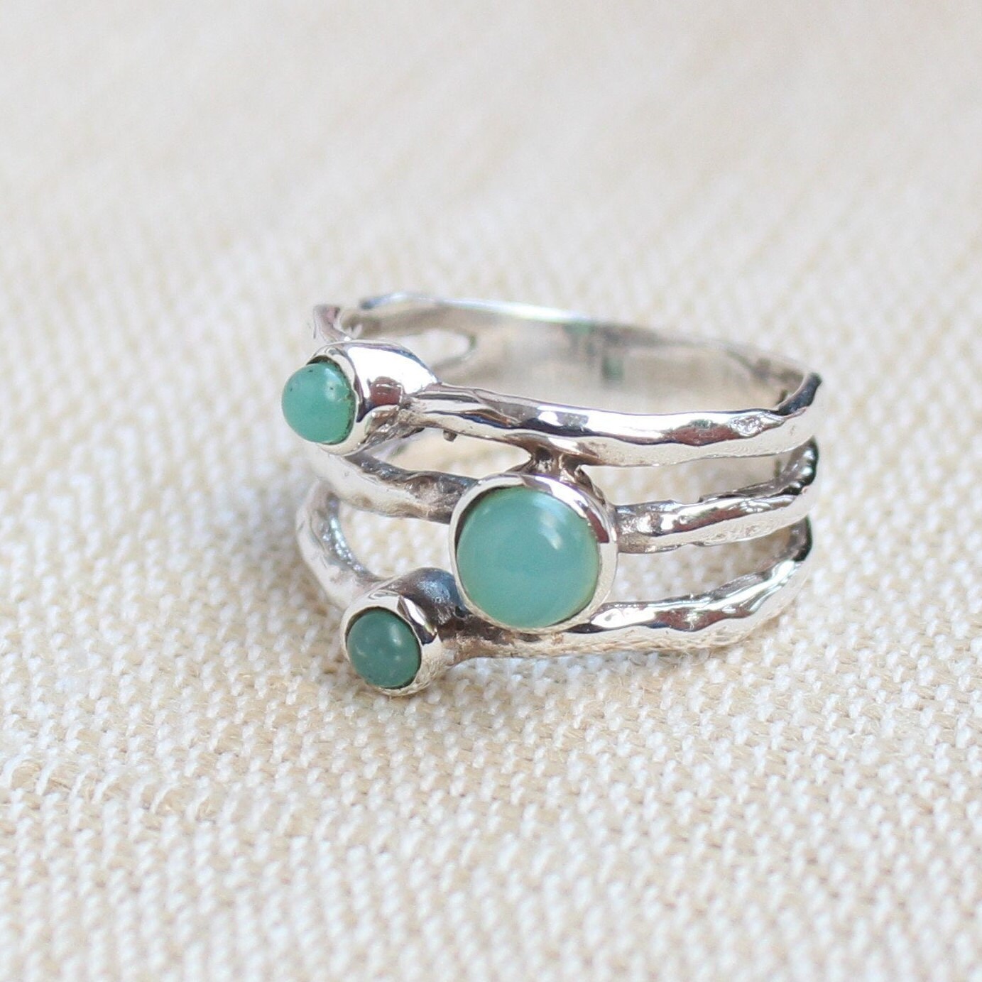 【Miansai】Opus Chalcedony Ring,Sterling Silver/Green Opus Chalcedony Metric 2.5mm Rope Bracelet, Sterling Silver