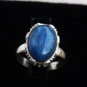 Kyanite Sterling Silver ring, Gift for her, Boho Rings, Blue kyanite gemstone rings, handmade jewelry, Designer ring, Christmas gift Jewelry