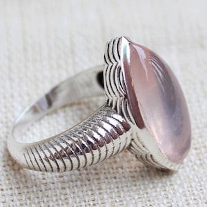 Rose Quartz Ring, Anniversary special Gifts idea, Sterling Silver Ring, Boho Ring, natural love Quartz Jewelry, handmade ring, gift for her